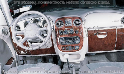 Декоративные накладки салона Chrysler PT Cruiser 2001-2005 полный набор, без Power Mirrors, ручной, 23 элементов.